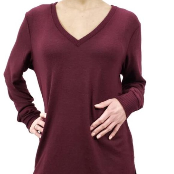 NWT Lucky Brand Cloud Jersey V-Neck Tunic in Wine - Picture 7 of 9